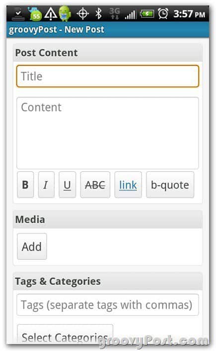 schrijf een nieuw bericht WordPress op Android 