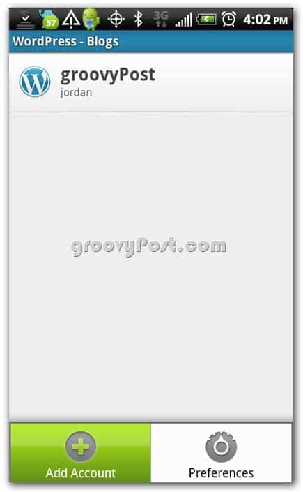 Wordpress v systéme Android Pridajte nový účet