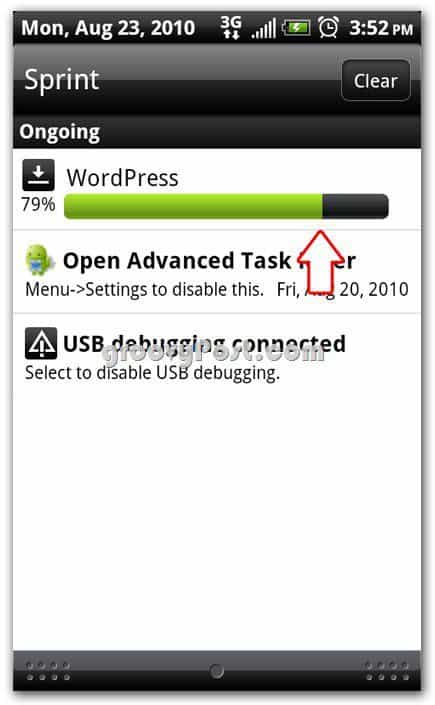 Wordpress op Android-installatiescherm